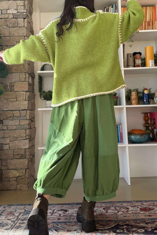  Big Softie Whipstitch Knit Jumper Olive - /3 ** 