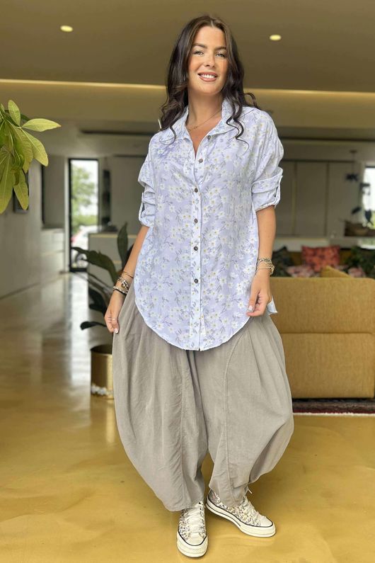 Made in Italy Blossom Cotton Blend Shirt White /26 =