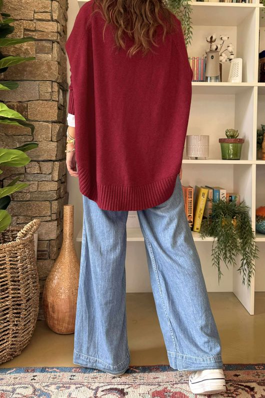 Made in Italy Conrad Circle Knit Top Burgundy
