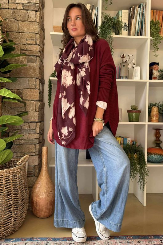 Made in Italy Conrad Circle Knit Top Burgundy