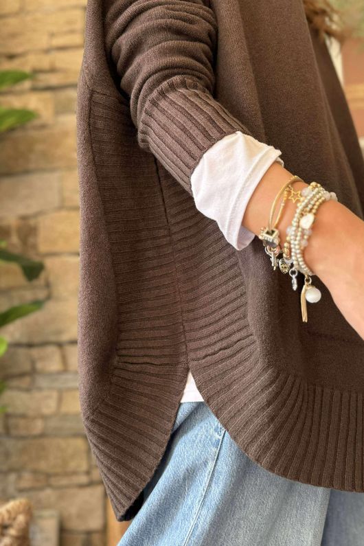 Made in Italy Conrad Circle Knit Top Chocolate