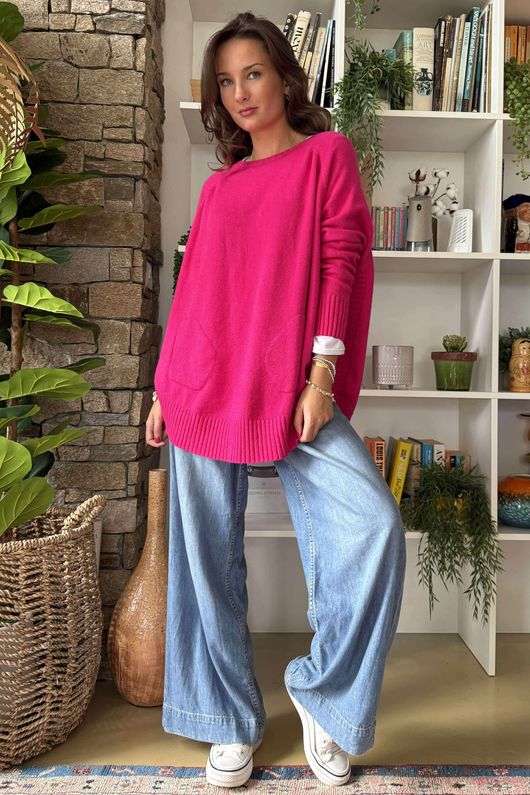 Made in Italy Conrad Circle Knit Top Geranium /9 =