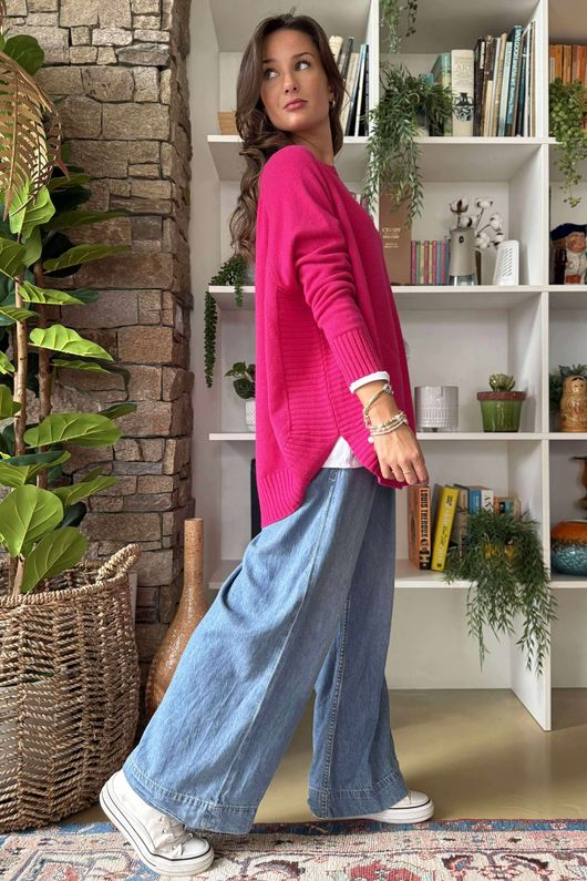 Made in Italy Conrad Circle Knit Top Geranium