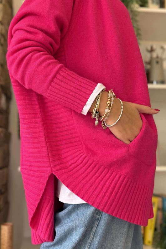 Made in Italy Conrad Circle Knit Top Geranium