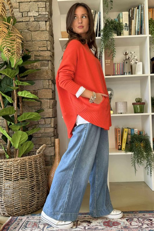 Made in Italy Conrad Circle Knit Top Marmalade