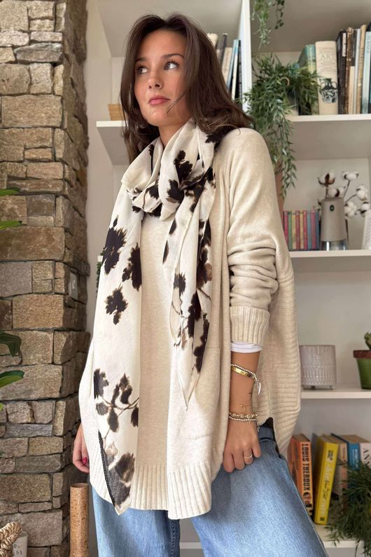 Made in Italy Conrad Circle Knit Top Oatmeal Beige 