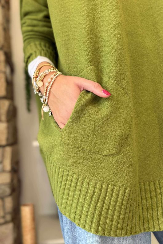 Made in Italy Conrad Circle Knit Top Olive 