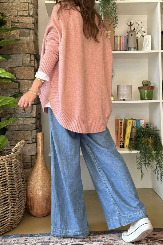 Made in Italy Conrad Circle Knit Top Rose Marl