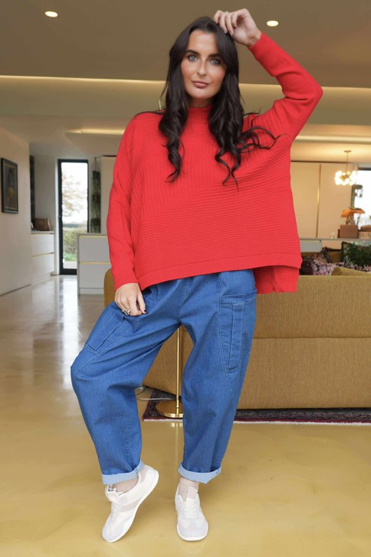 Charli Turtle Ribby Knit Top Rouge /10=