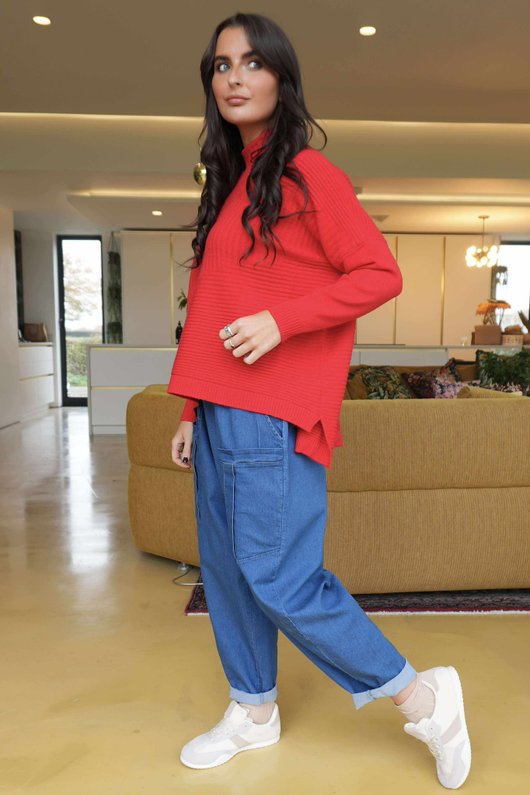 Charli Turtle Ribby Knit Top Rouge /10=