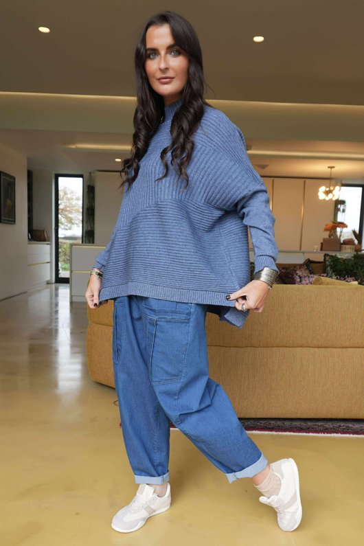 Charli Turtle Ribby Knit Top Airforce /10=