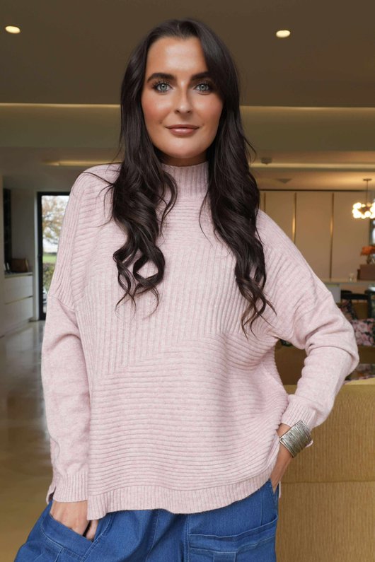 Charli Turtle Ribby Knit Top Antique Rose 