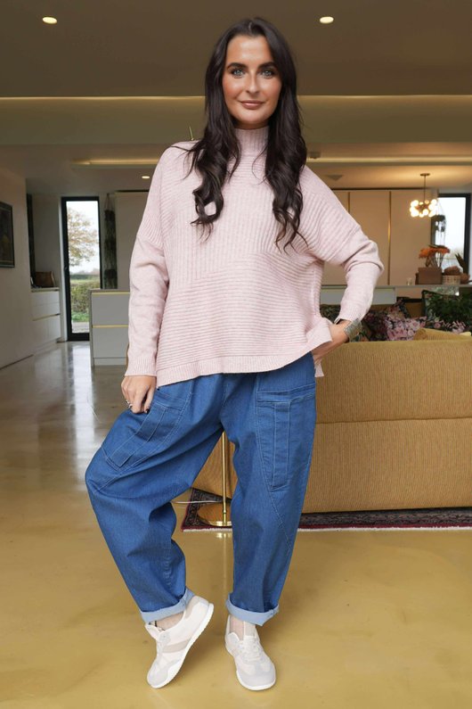 Charli Turtle Ribby Knit Top Antique Rose /10=