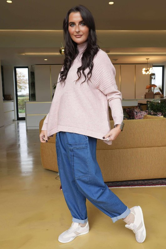 Charli Turtle Ribby Knit Top Antique Rose /10=