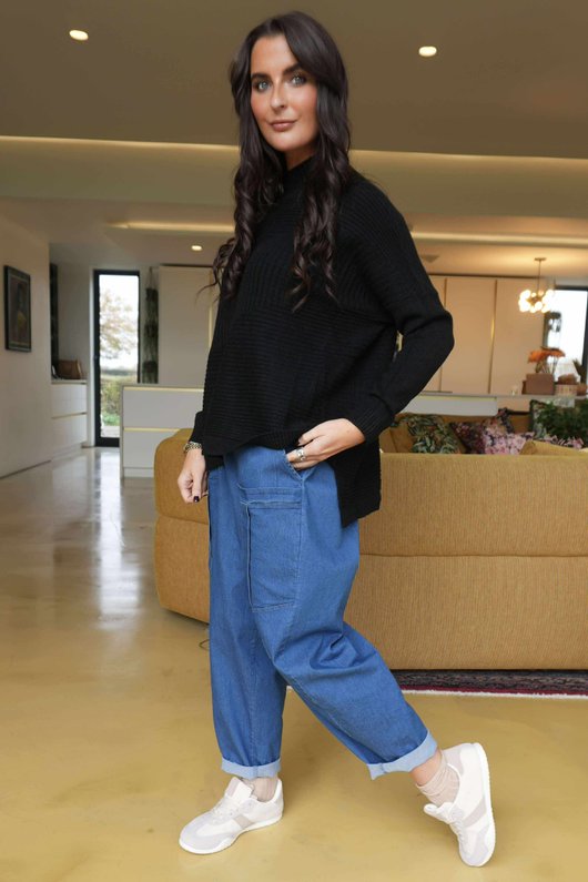 Charli Turtle Ribby Knit Top Black /10=