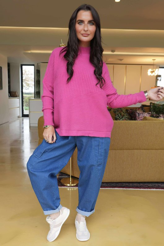 Charli Turtle Ribby Knit Top Geranium /10=