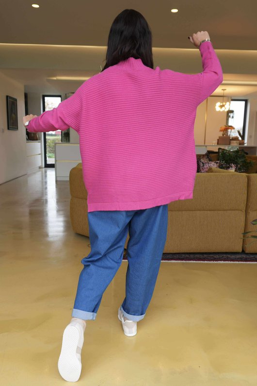 Charli Turtle Ribby Knit Top Geranium /10=