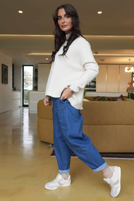 Charli Turtle Ribby Knit Top Stone /10=