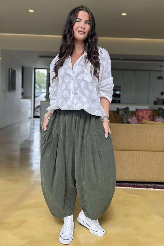 Made in Italy Cooper Needlecord Sia Pant Deep Moss