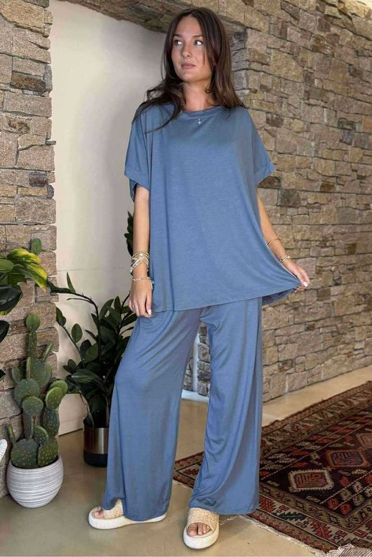 Made in Italy Essential Cap Sleeve Tee Denim /10 =