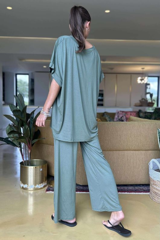 Made in Italy Essential Cap Sleeve Tee Khaki