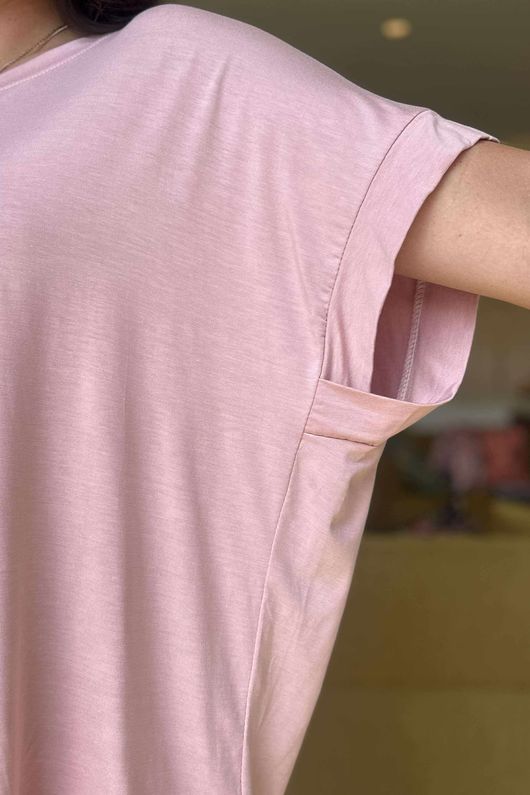 Made in Italy Essential Cap Sleeve Tee Rose