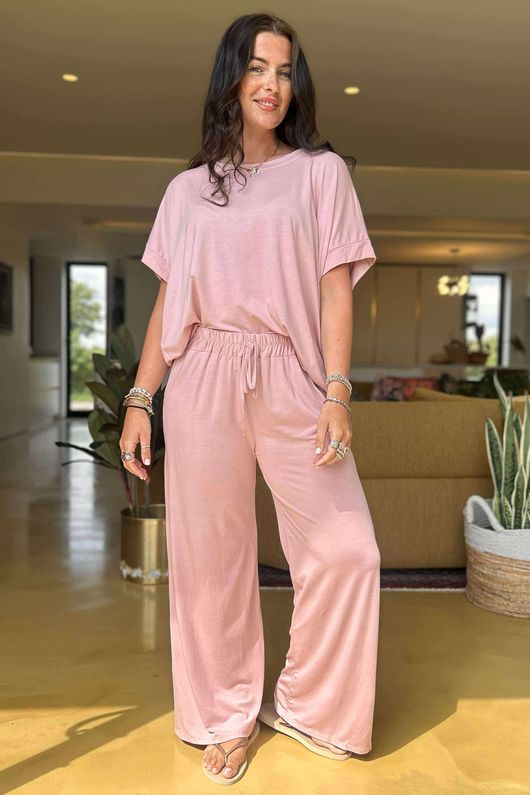 Made in Italy Essential Cap Sleeve Tee Rose