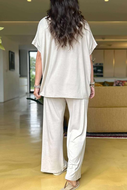 Made in Italy Essential Cap Sleeve Tee Stone