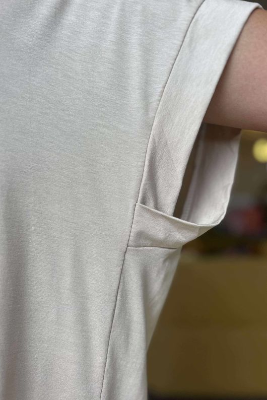 Made in Italy Essential Cap Sleeve Tee Stone