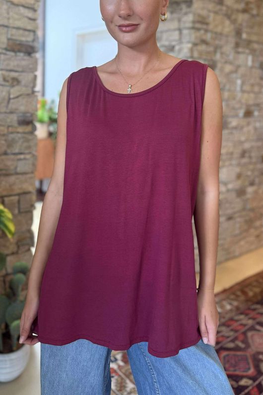 Made in Italy Essential Jersey Layering Vest Beetroot