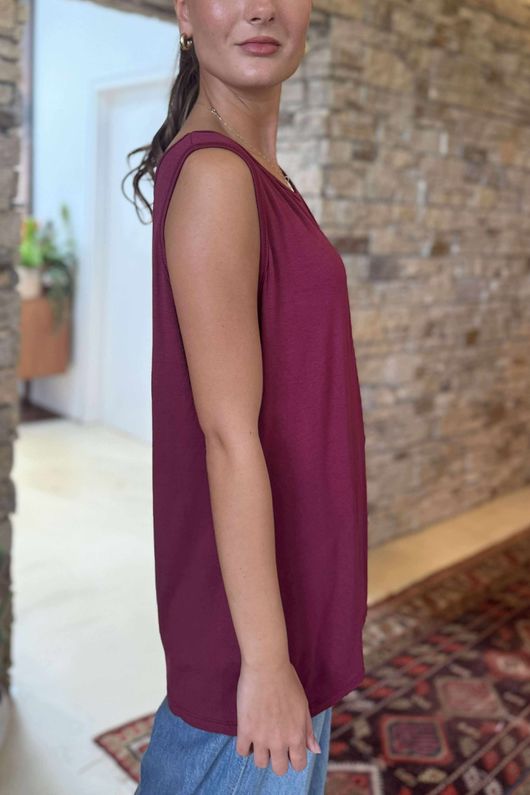 Made in Italy Essential Jersey Layering Vest Beetroot