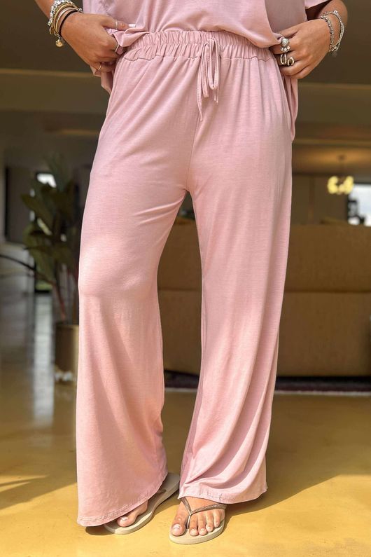Made in Italy Essential Wide Leg Pant Rose