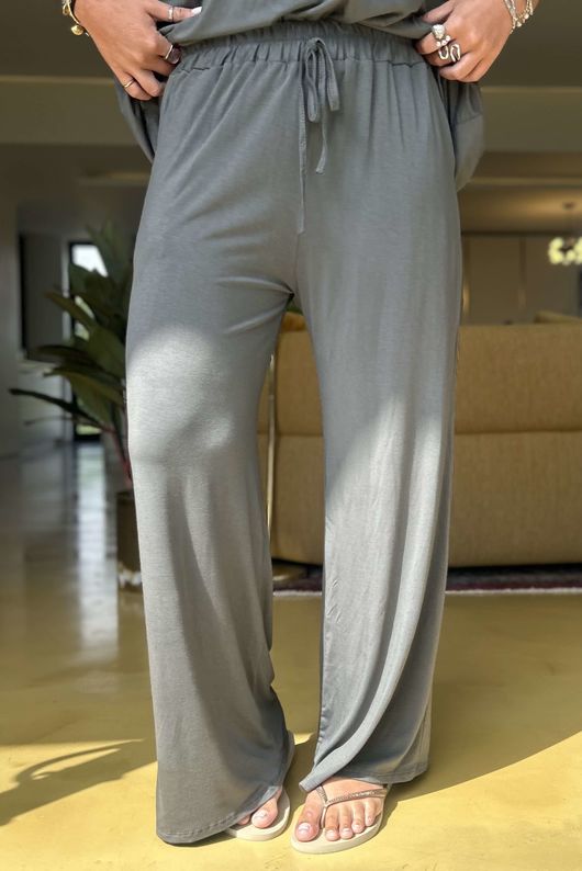 Made in Italy Essential Wide Leg Pant Slate