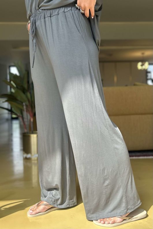 Made in Italy Essential Wide Leg Pant Slate