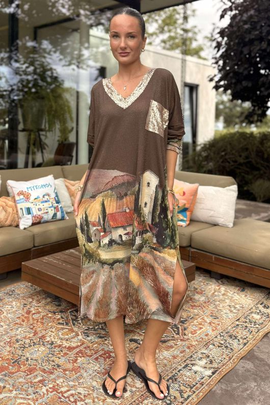 Made in Italy Ezra T Shirt Midi Dress Tuscan Bronze /20 =