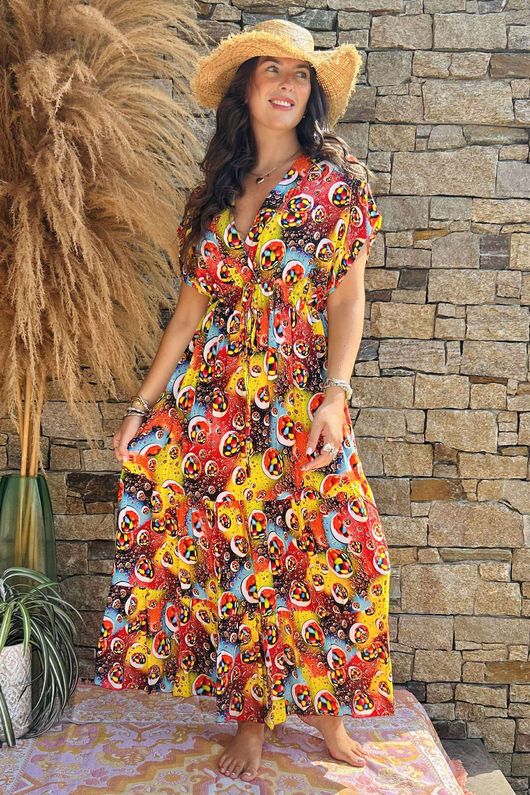 Made in Italy Fiesta Maxi Dress Red /12 =