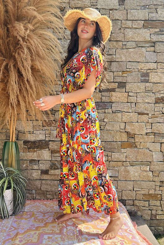 Made in Italy Fiesta Maxi Dress Red /12 =