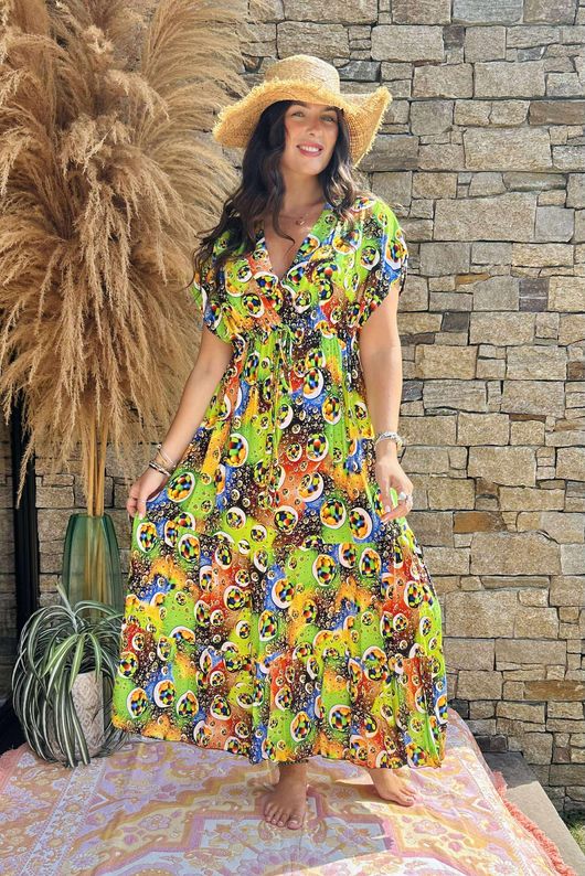 Made in Italy Fiesta Maxi Dress Green /17 =