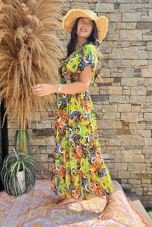Made in Italy Fiesta Maxi Dress Green /17 =
