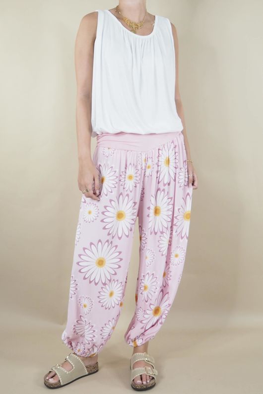 Made in Italy Harem Balloon Pant Gerbera Candy