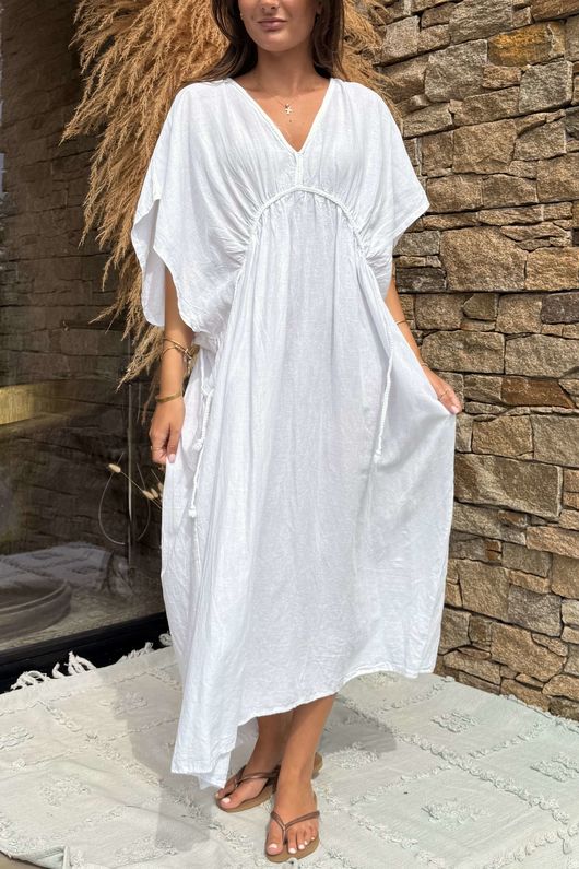 Made in Italy Hera Linen Blend Dress White