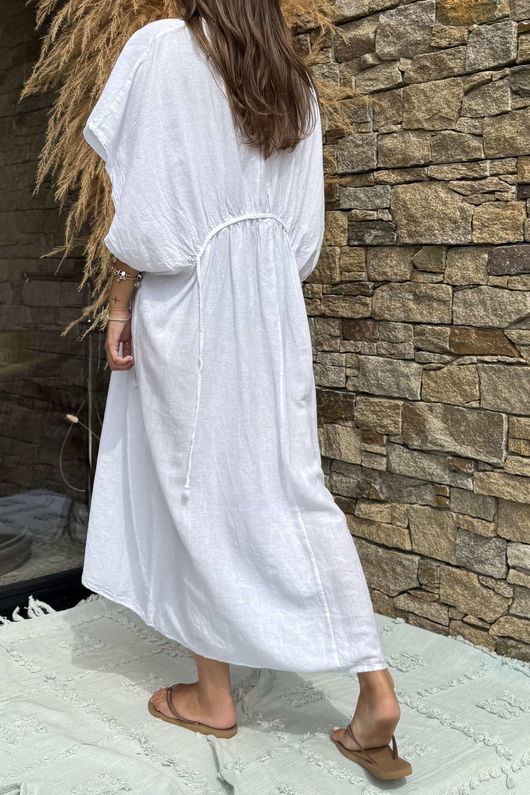 Made in Italy Hera Linen Blend Dress White