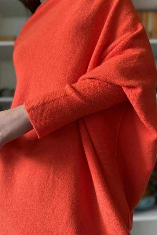 Huggle Asymmetric Draped Knit Jumper Fire