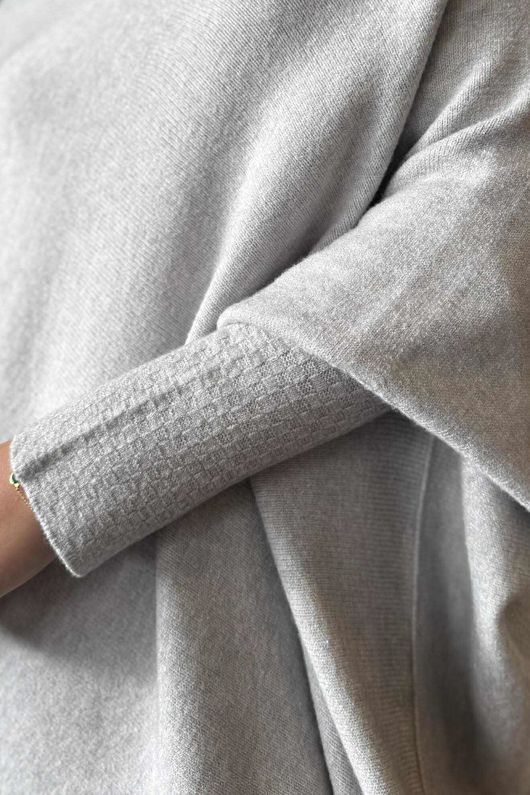 Huggle Asymmetric Draped Knit Jumper Grey Marl