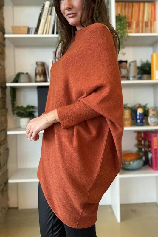 Huggle Asymmetric Draped Knit Jumper Sienna