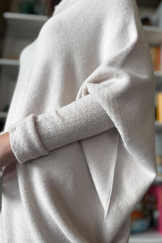 Huggle Asymmetric Draped Knit Jumper Stone