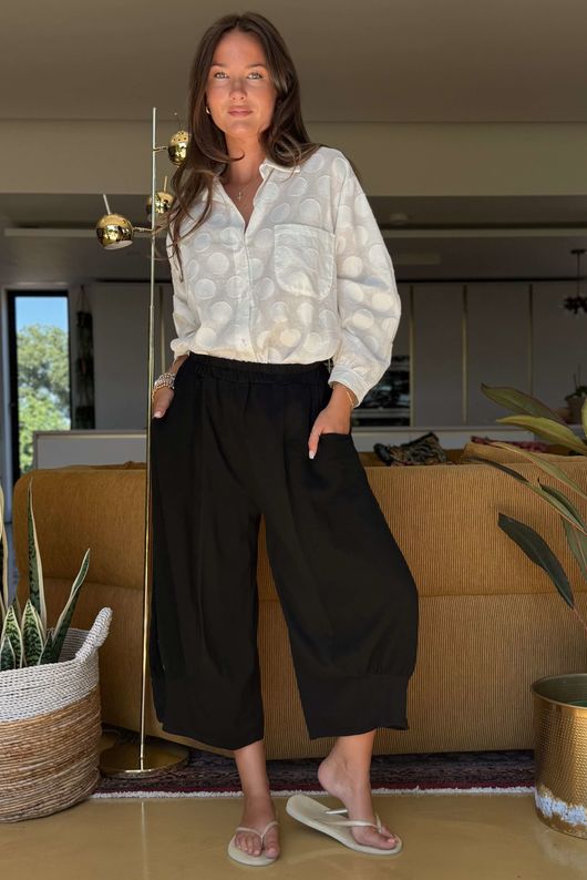 Made in Italy Jo Jo Quirky Hopsack Crop Pant Black 