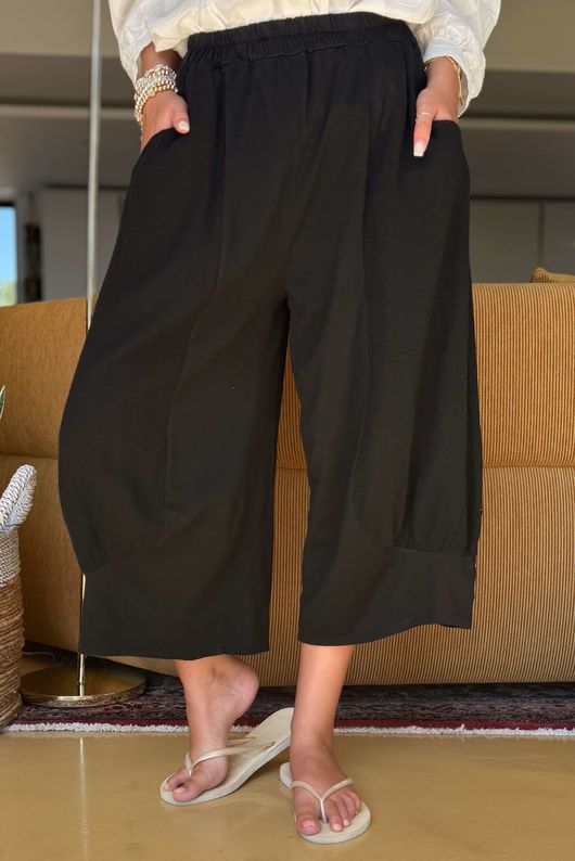 Made in Italy Jo Jo Quirky Hopsack Crop Pant Black 