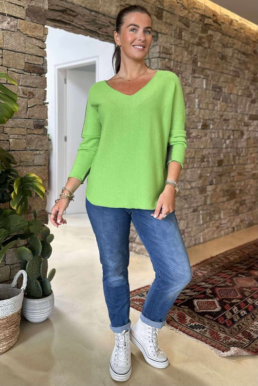 Made in Italy Juno Two Tone Knit Apple & Khaki