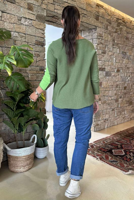 Made in Italy Juno Two Tone Knit Apple & Khaki